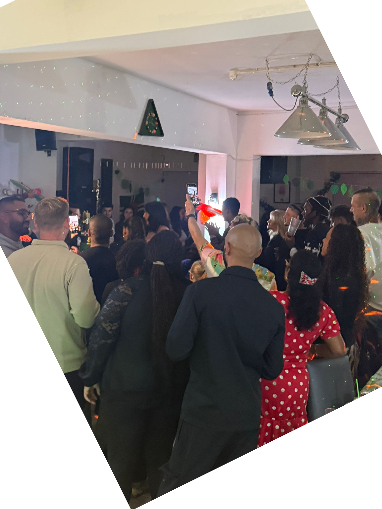 A group watching entertainments in the bottom room